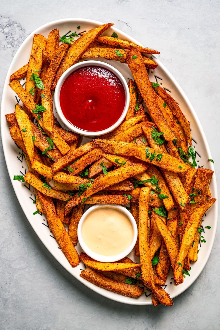 Cajun-seasoned fries with dipping sauces